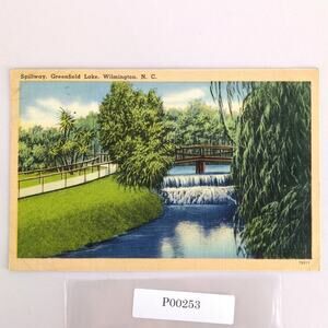 Vintage Linen Postcard 1946 Spillway Greenfield Lake Wilmington North Carolina